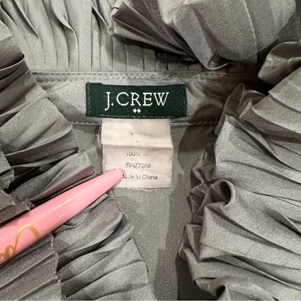 J.Crew Factory Silk Sleeveless Ruffle-Trim Gray Size 2 *See Measurements*